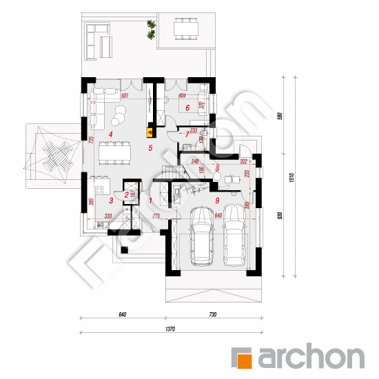 Проект будинку ARCHON+ Будинок в сансев'єріях (Г2) План першого поверху