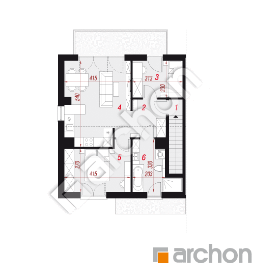 Проект дома ARCHON+ Дом в облепихе (Р2Б) вер.2 План мансандри