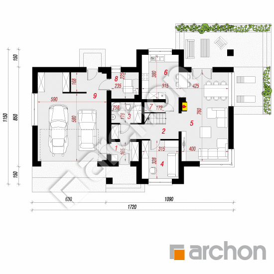 Проект дома ARCHON+ Дом в глостерах (Г2) План першого поверху