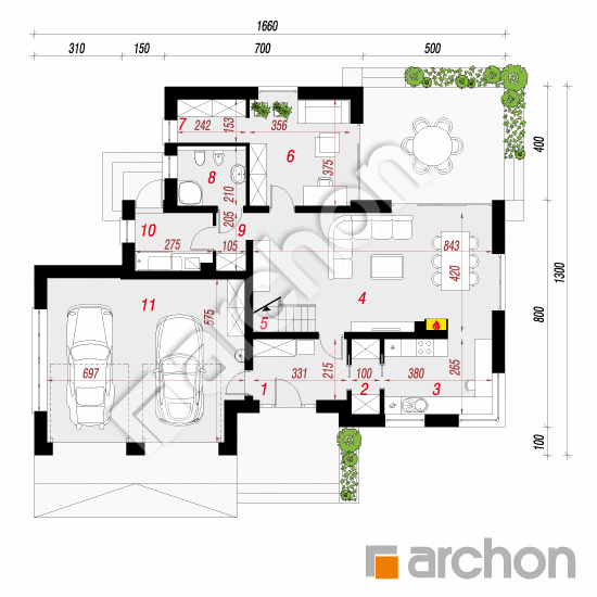 Проект дома ARCHON+ Дом в ельстарах (Г2) План першого поверху