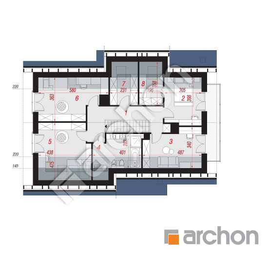Проект будинку ARCHON+ Будинок в аурорах (Г2П) План мансандри