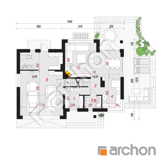 Проект дома ARCHON+ Дом в аурорах (Г2П) План першого поверху
