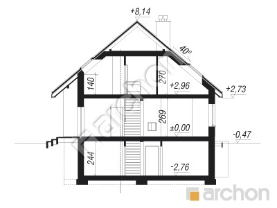 Проект дома ARCHON+ Дом в аурорах (Г2П) Розріз будинку