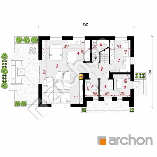 Проект будинку ARCHON+ Будинок в сніжноягідниках План першого поверху