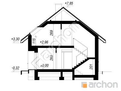 Проєкт будинку ARCHON+ Будинок в сніжноягідниках Розріз будинку