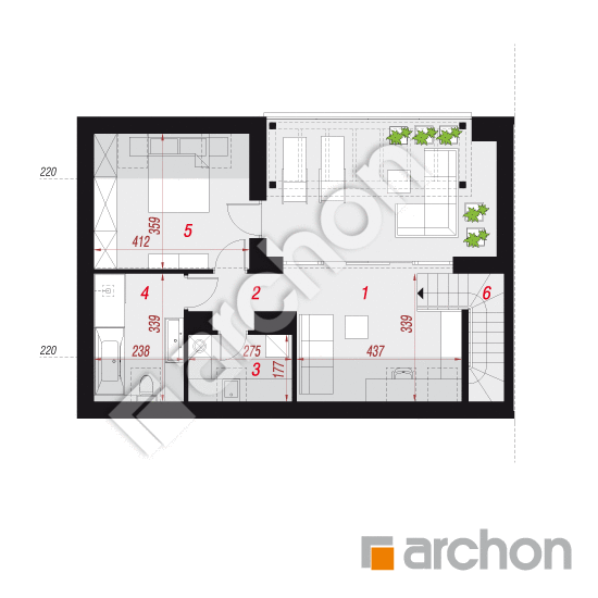 Проект дома ARCHON+ Дом в халезиях 6 (Р2Б) вер.2 План мансандри
