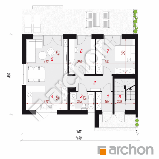 Проект дома ARCHON+ Дом в халезиях 6 (Р2Б) вер.2 План першого поверху