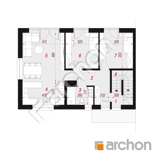 Проект дома ARCHON+ Дом в халезиях 6 (Р2Б) вер.2 План першого поверху