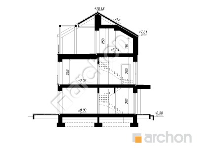Проект дома ARCHON+ Дом в халезиях 6 (Р2Б) вер.2 Розріз будинку