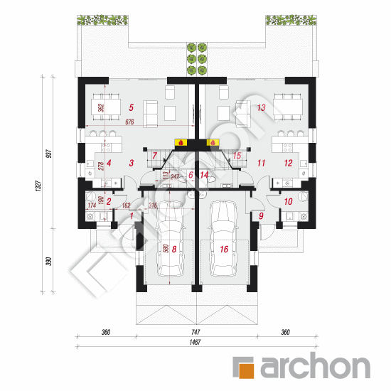 Проект дома ARCHON+ Дом в клематисах 5 вер.2 План першого поверху
