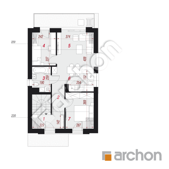 Проект дома ARCHON+ Дом в фиалках 7 (Р2) План мансандри