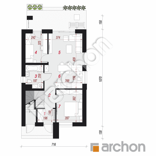 Проект будинку ARCHON+ Будинок в фіалках 7 (Р2) План першого поверху