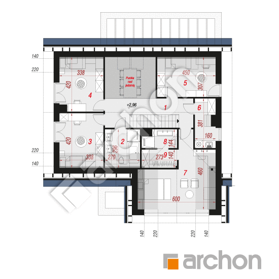 Проект будинку ARCHON+ Будинок в гречці (Г2) План мансандри