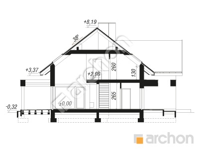 Проєкт будинку ARCHON+ Будинок в гречці (Г2) Розріз будинку