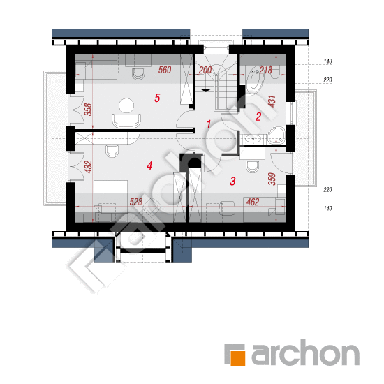 Проект будинку ARCHON+ Будинок в мандаринках (П) вер. 2 План мансандри