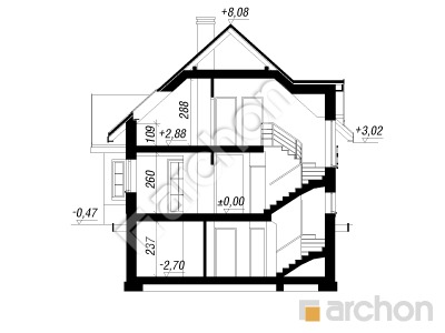 Проект дома ARCHON+ Дом в мандарынках (П) вер. 2 Розріз будинку