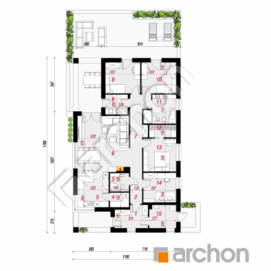 Проект будинку ARCHON+ Будинок в андромедах 3 План першого поверху