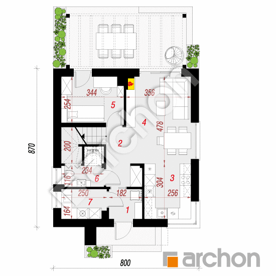 Проект будинку ARCHON+ Будинок в рододендронах 28 План першого поверху