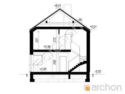 Проект дома ARCHON+ Дом в рододендронах 28 Розріз будинку