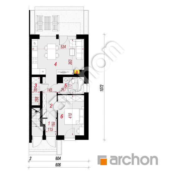 Проект дома ARCHON+ Дом в фиалках 8 (Р2Б) вер.2 План першого поверху