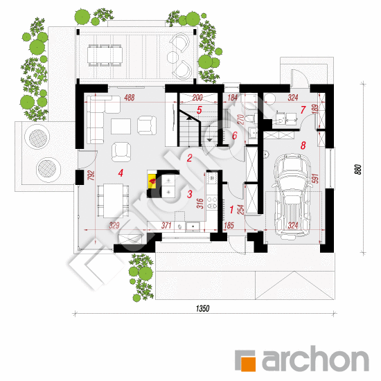 Проект будинку ARCHON+ Будинок у вістерії 7 План першого поверху