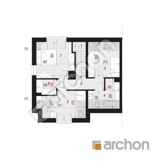 Проект будинку ARCHON+ Будинок в гунерах (БА) вер. 2 План мансандри