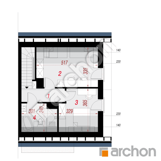 Проект будинку ARCHON+ Будинок в брусниці (БН) План мансандри