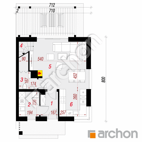 Проект будинку ARCHON+ Будинок в брусниці (БН) План першого поверху