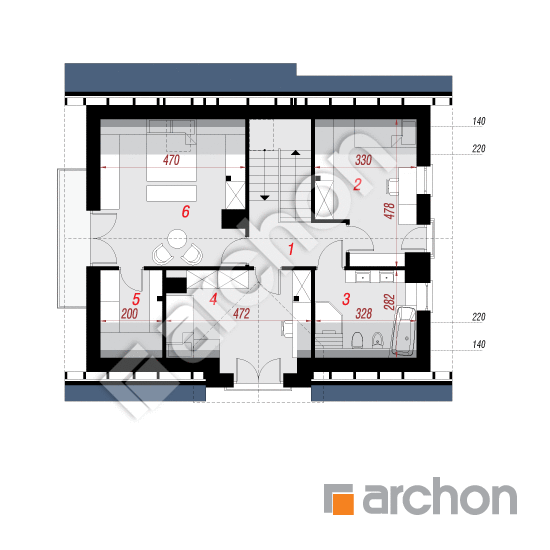 Проект дома ARCHON+ Дом в люцерне 5 вер.2 План мансандри