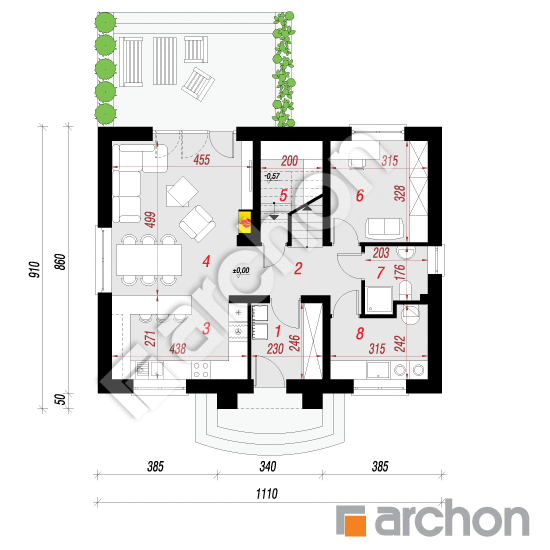 Проект будинку ARCHON+ Будинок в люцерні 5 вер.2 План першого поверху