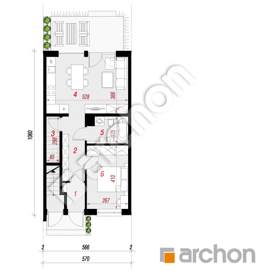 Проект будинку ARCHON+ Будинок в фіалках 8 (Р2СА) План першого поверху