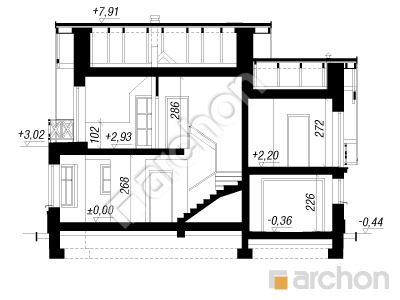 Проект дома ARCHON+ Дом в винограде 4 вер.2 Розріз будинку