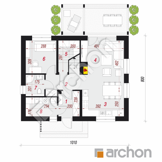 Проект будинку ARCHON+ Будинок в хлорофітумі 11 План першого поверху