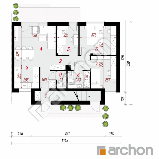 Проект будинку ARCHON+ Будинок в горобиннику (Р2Б) План першого поверху