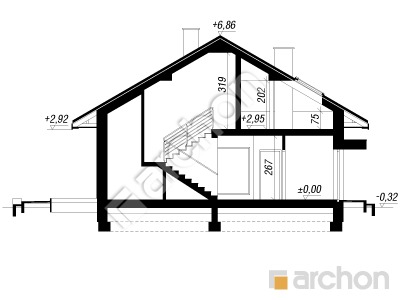 Проєкт будинку ARCHON+ Будинок під червоною горобиною 11 (Н) Розріз будинку