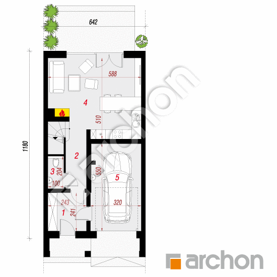 Проект будинку ARCHON+ Будинок під гінко 6 (ГС) План першого поверху