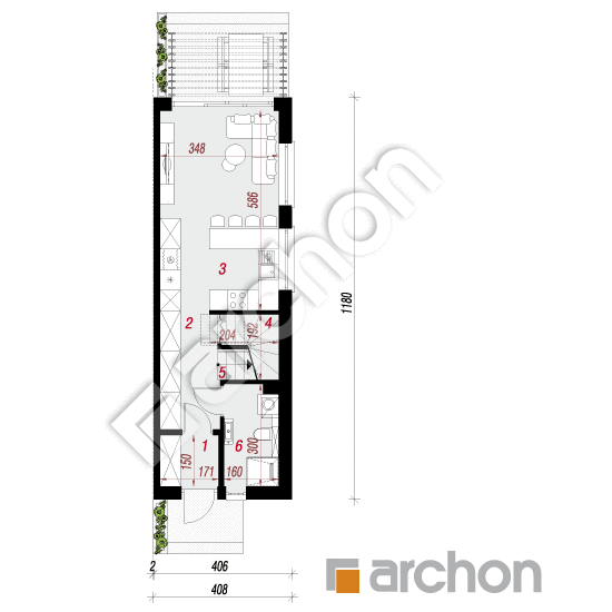 Проект будинку ARCHON+ Будинок в рео (Б) План першого поверху