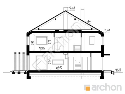 Проєкт будинку ARCHON+ Будинок в рео (Б) Розріз будинку