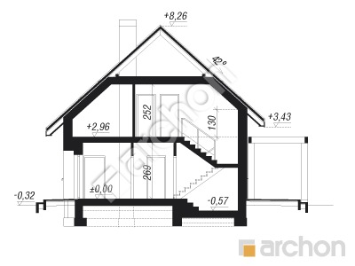 Проєкт будинку ARCHON+ Будинок в хлорофітумі (А) Розріз будинку