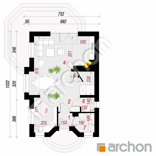 Проект будинку ARCHON+ Будинок в антонівці вер. 2 План першого поверху