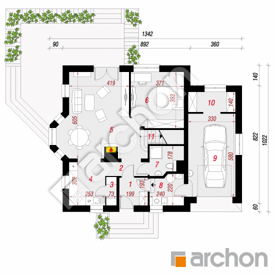 Проект будинку ARCHON+ Будинок в рододендронах 5 вер.2 План першого поверху