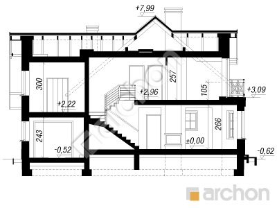 Проект дома ARCHON+ Дом в рододендронах 5 вер.2 Розріз будинку