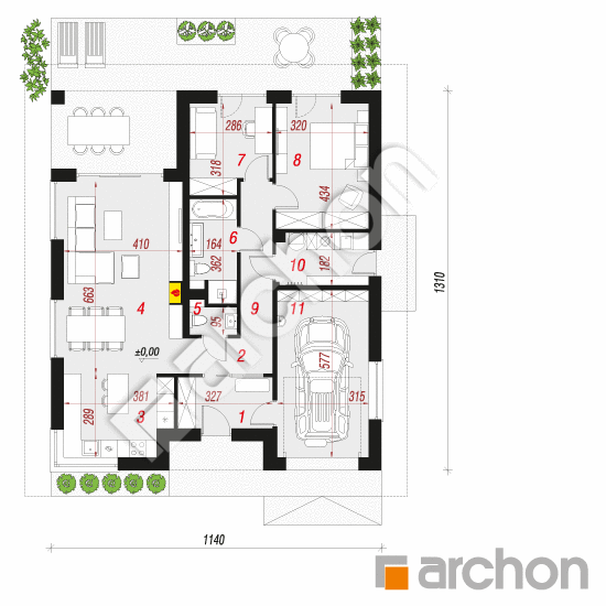 Проект будинку ARCHON+ Будинок в хакетіях 10 План першого поверху