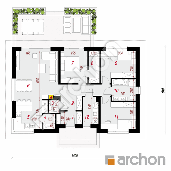 Проект дома ARCHON+ Дом в липенниках 2 План першого поверху