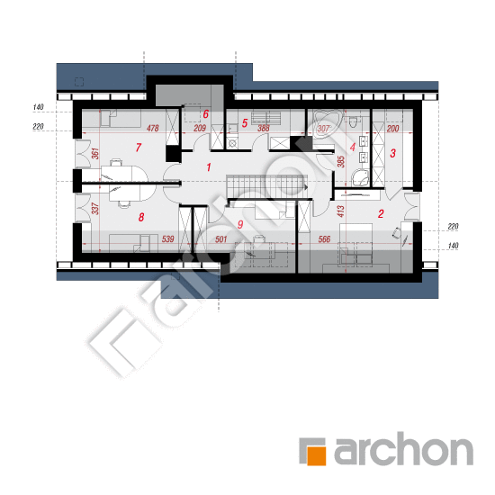 Проект дома ARCHON+ Дом в бугунвилиях (Г2) План мансандри