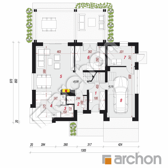 Проект дома ARCHON+ Дом в гвоздиках План першого поверху
