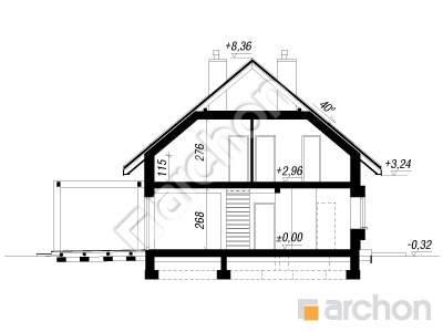 Проєкт будинку ARCHON+ Будинок у гвоздиках Розріз будинку