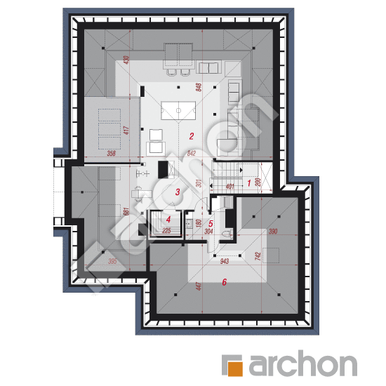 Проект будинку ARCHON+ Будинок в джонагольдах 5 (Г2ПД) План мансандри