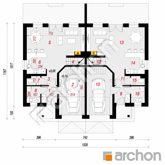 Проект будинку ARCHON+ Будинок в клематисах 10 (А) вер.3 План першого поверху