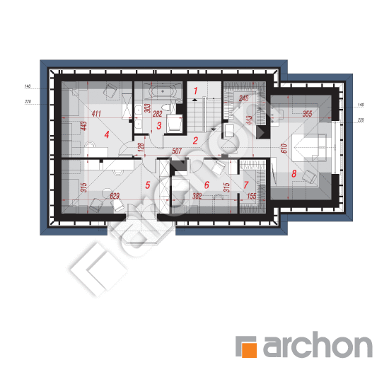 Проект будинку ARCHON+ Будинок в авокадо (Г) вер.2 План мансандри